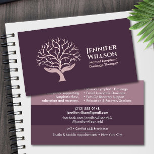 Manual Lymphatic Drainage Therapist Hands Tree Business Card