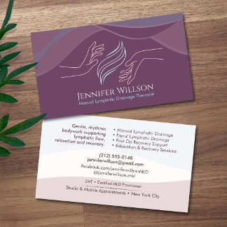 Manual Lymphatic Drainage Therapist Line Art Business Card