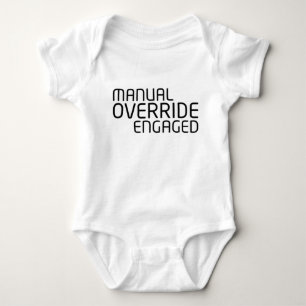 Manual Override Engaged Minimalist Typography  Baby Bodysuit