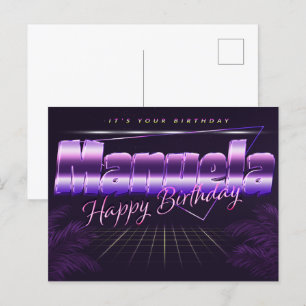 Manuela Name Vorname lila Postkarte Geburtstag Postcard