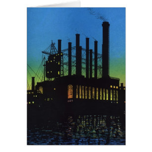 Manufacturing Factory at Sunset, Vintage Business