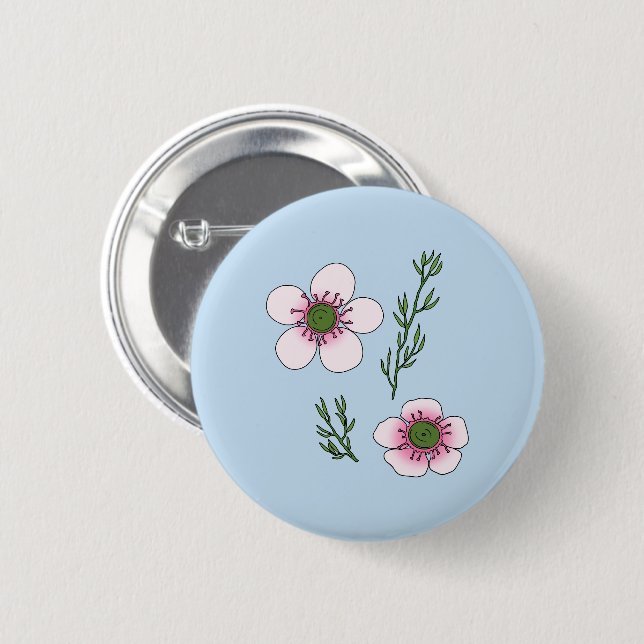 Manuka Flowers 6 Cm Round Badge (Front & Back)