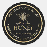 Manuka Honey Black Dark Gold Vintage Bee 