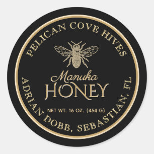 Manuka Honey Black Gold Vintage Bee Product Label