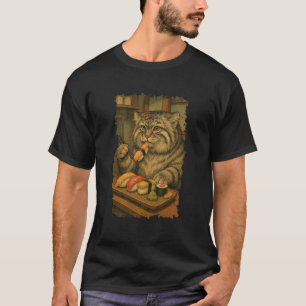 Manul Pallas´s Cat Eats Sushi Japanese Vintage T-Shirt