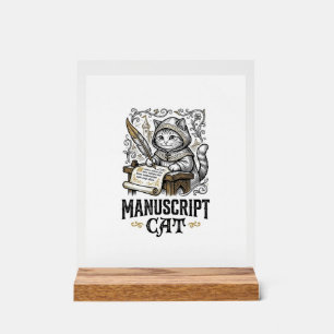 Manuscript Cat Cat Mediaeval Manuscript Vintage Ve Acrylic Sign