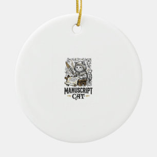 Manuscript Cat Cat Mediaeval Manuscript Vintage Ve Ceramic Tree Decoration