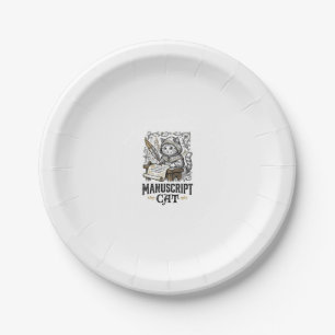 Manuscript Cat Cat Mediaeval Manuscript Vintage Ve Paper Plate