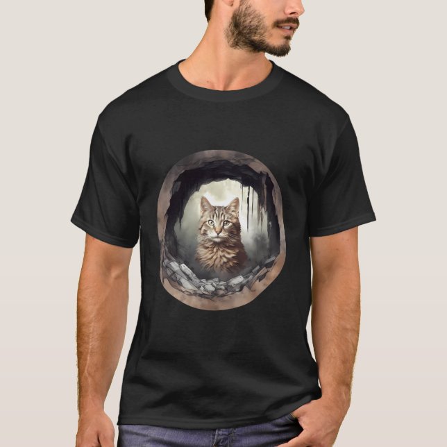 Manx Cat Distressed Love Cats T-Shirt (Front)