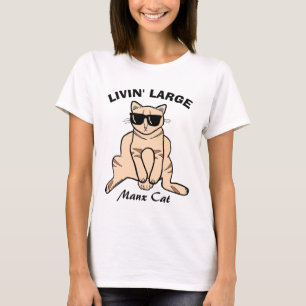 Manx Cat Livin' Large Sunglasses Kitty T-Shirt