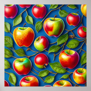 many apple fruit paintings, in the central  poster