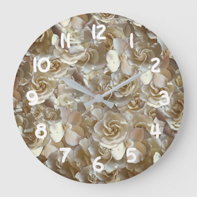 Many beautiful petals of rose     large clock (Front)