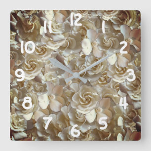 Many beautiful petals of rose     square wall clock