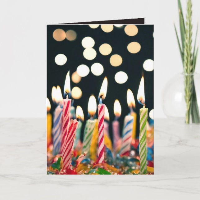 Many Birthday Candles On a Cake Card (Front)