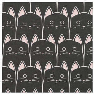 Many Black Cats Pattern Fabric