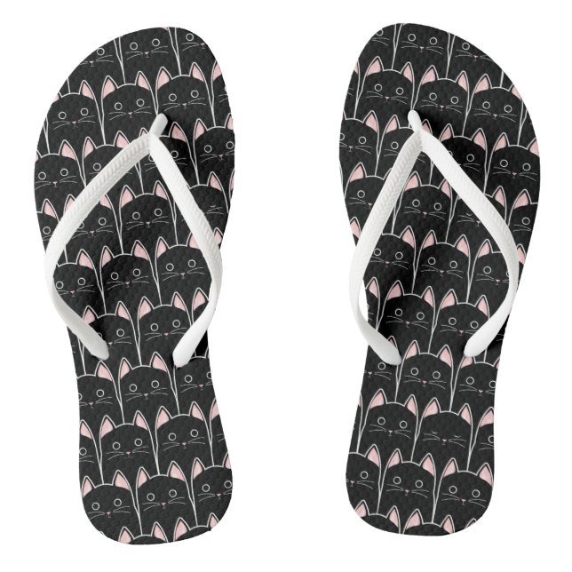 Many Black Cats Pattern Jandals (Footbed)