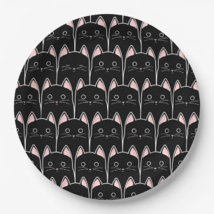 Many Black Cats Pattern Paper Plate
