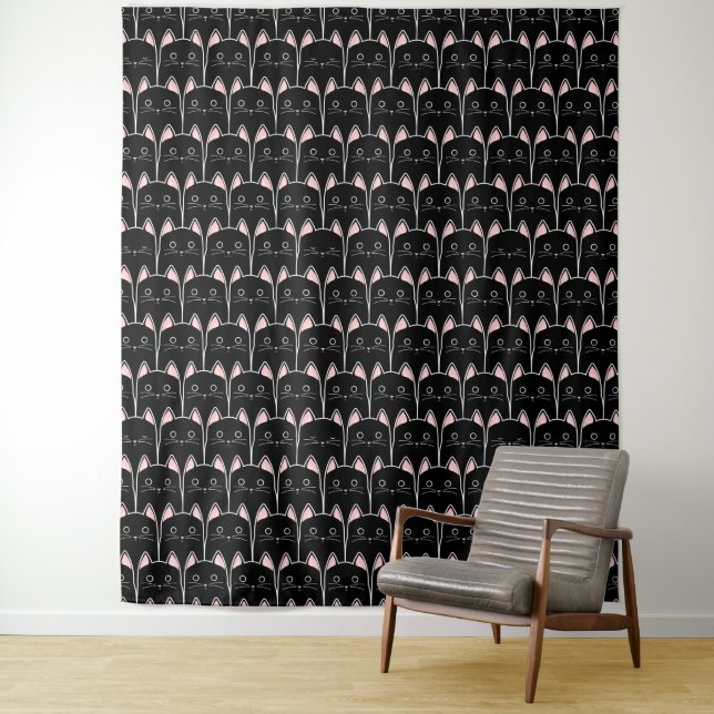 Many Black Cats Pattern Tapestry (In Situ)