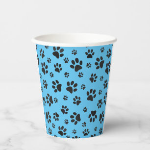 Many Black Paw Prints Design Paper Cup