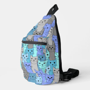 Many Blue Cats Design Sling Bag