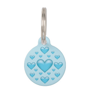 Many Blue Hearts & Pet's Info Pet Tag