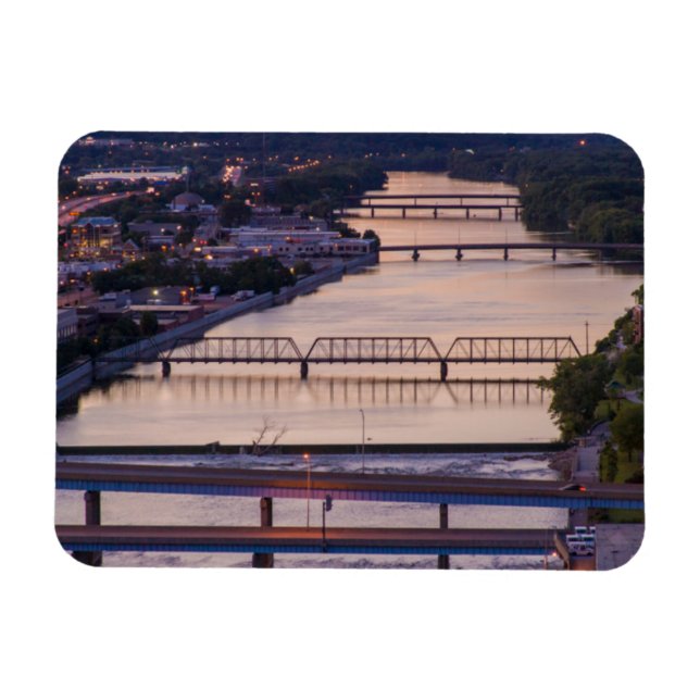 Many Bridges Span The Grand River, Sunset View Magnet (Horizontal)