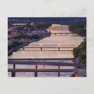 Many Bridges Span The Grand River, Sunset View Postcard