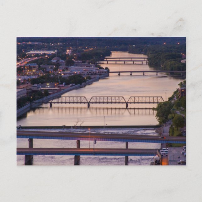 Many Bridges Span The Grand River, Sunset View Postcard (Front)