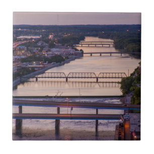 Many Bridges Span The Grand River, Sunset View Tile