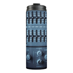 Many buttons on a sound mixer in a recording studi thermal tumbler