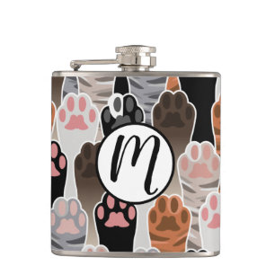 Many Cat Paws Pattern Hip Flask