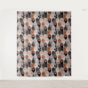 Many Cat Paws Pattern Tapestry