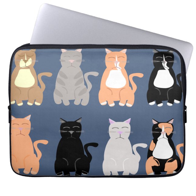 Many Cats Pattern Laptop Sleeve (Front)