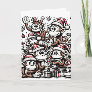 Many Christmas Monkeys Card