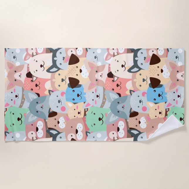 Many Colorful Dogs Design Beach Towel (Front)