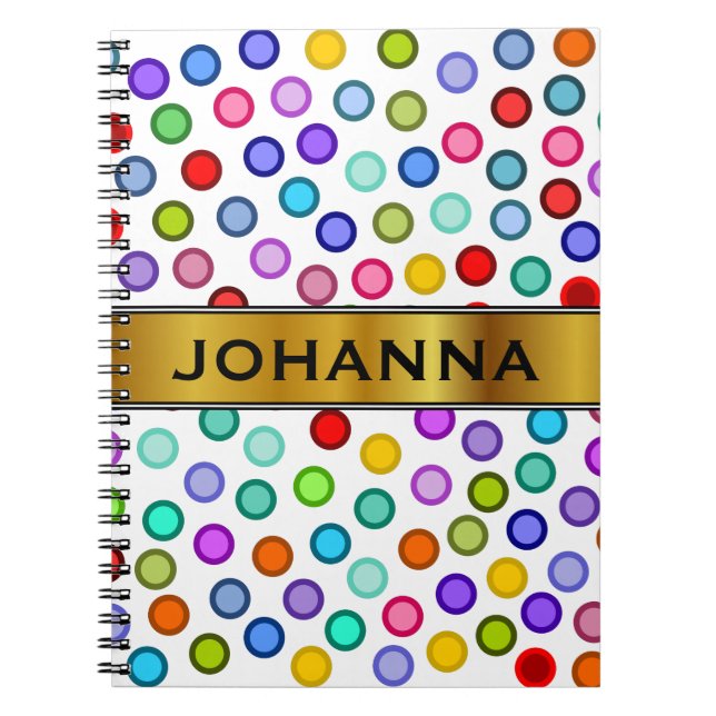 Many Colourful Circles + Custom Name Notebook (Front)