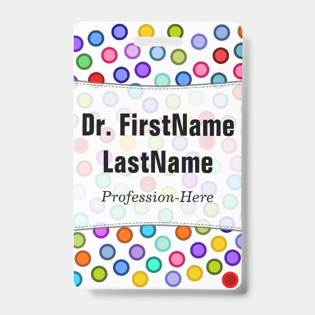 Many Colourful Circles; Personalised Name Badge ID Badge (Front)
