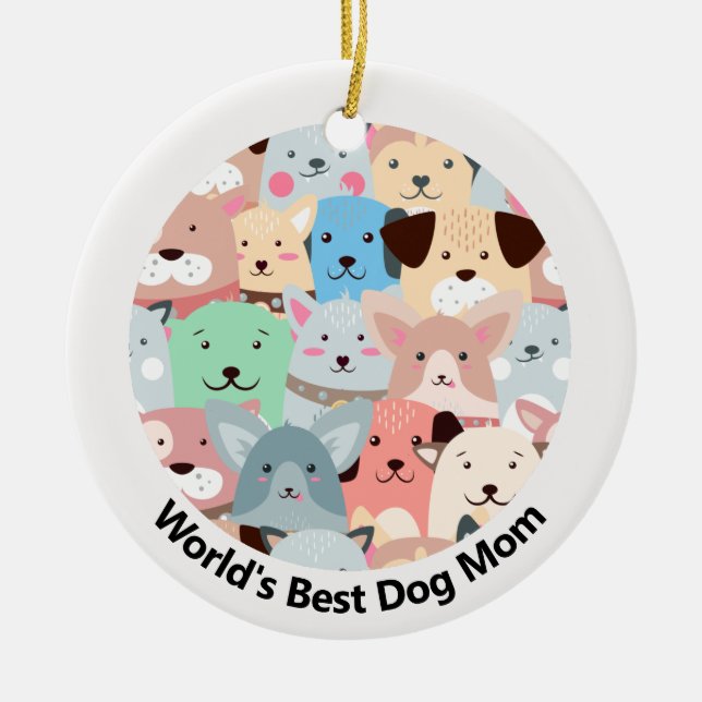 Many Colourful Dogs Design Ceramic Ornament (Front)