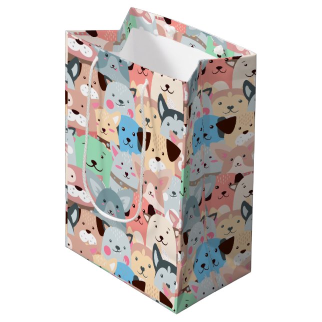 Many Colourful Dogs Design Medium Gift Bag (Front Angled)