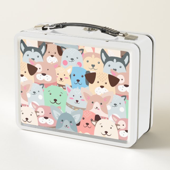Many Colourful Dogs Design Metal Lunch Box (Back)
