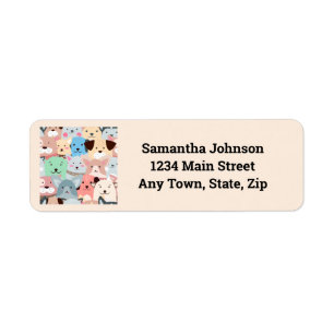 Many Colourful Dogs Design Return Address Label