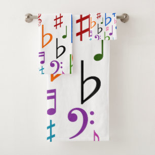 Many Colourful Music Notes and Symbols Towel Set