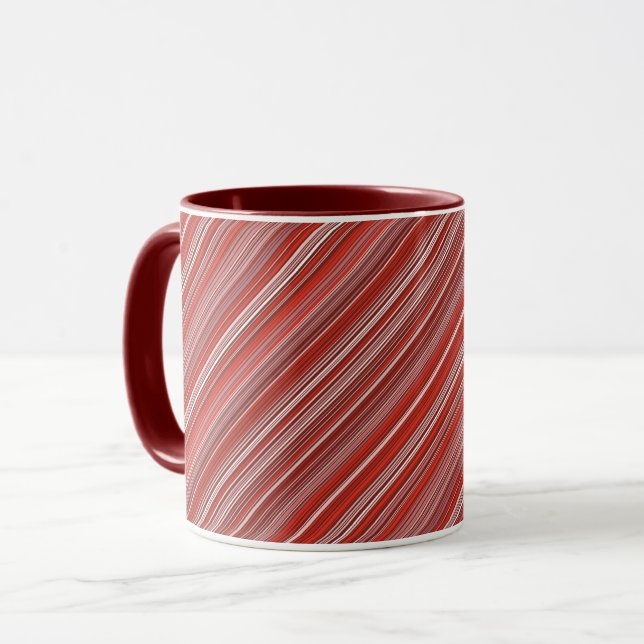 Many colourful stripes in red pattern coffee mug (Front Left)
