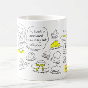Many comms hats mug