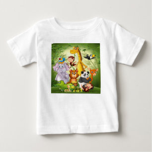 Many Cute Animals Bamboo Forest Baby T-Shirt