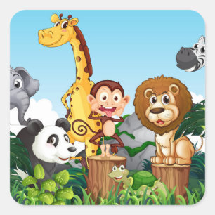 Many Cute Animals in the Forest-23869  Square Sticker