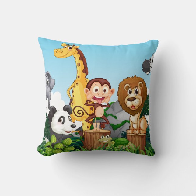 Many Cute Animals in The Forest Cushion (Front)