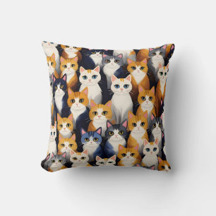 Many cute cats pattern cushion