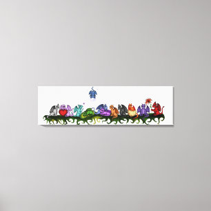 many cute dragons canvas print