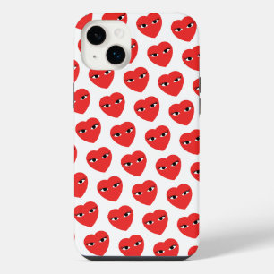 Many Cute Red Hearts with Eyes on white iPhone 14 Plus Case